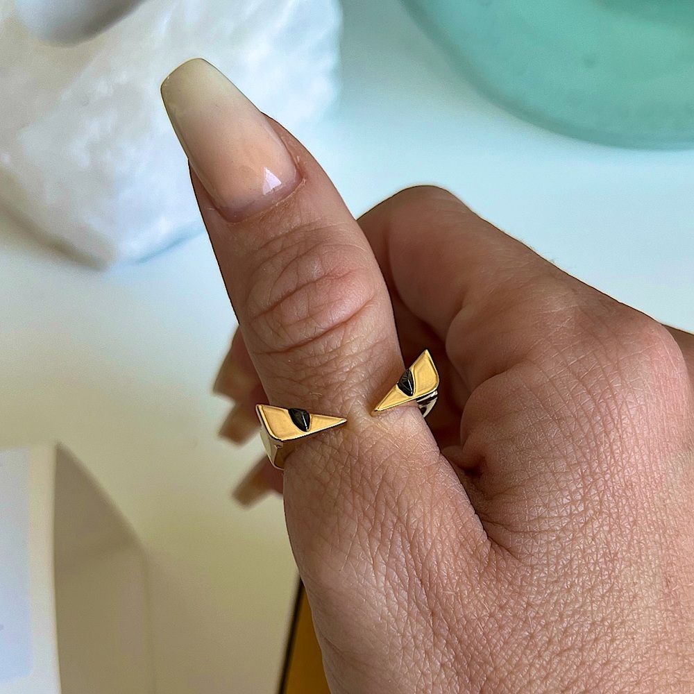 Fendi Gold-Tone Eye Detail Adjustable Ring